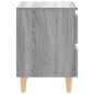 vidaXL Mesita de noche patas de madera maciza gris Sonoma 40x35x50 cm vidaXL Mesita de noche patas de madera maciza gris Sonoma 40x35x50 cm