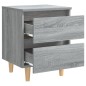 vidaXL Mesita de noche patas de madera maciza gris Sonoma 40x35x50 cm vidaXL Mesita de noche patas de madera maciza gris Sonoma 40x35x50 cm
