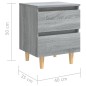 vidaXL Mesita de noche patas de madera maciza gris Sonoma 40x35x50 cm vidaXL Mesita de noche patas de madera maciza gris Sonoma 40x35x50 cm