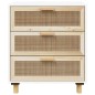 vidaXL Aparador blanco madera pino maciza y ratán natural 60x30x70 cm