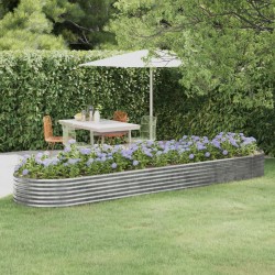 vidaXL Jardinera arriate acero recubrimiento polvo plata 396x100x36 cm