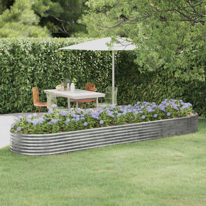vidaXL Jardinera arriate acero recubrimiento polvo plata 396x100x36 cm vidaXL Jardinera arriate acero recubrimiento polvo plata 396x100x36 cm