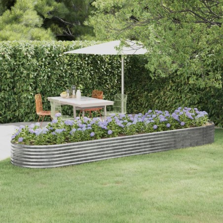 vidaXL Jardinera arriate acero recubrimiento polvo plata 396x100x36 cm