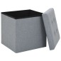 vidaXL Taburete plegable con almacenaje lino sintético gris claro vidaXL Taburete plegable con almacenaje lino sintético gris claro