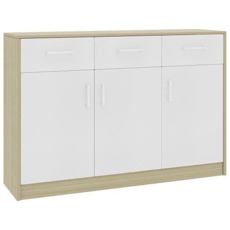 vidaXL Aparador madera contrachapada blanco roble Sonoma 110x30x75 cm