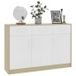 vidaXL Aparador madera contrachapada blanco roble Sonoma 110x30x75 cm vidaXL Aparador madera contrachapada blanco roble Sonoma 110x30x75 cm