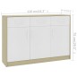 vidaXL Aparador madera contrachapada blanco roble Sonoma 110x30x75 cm vidaXL Aparador madera contrachapada blanco roble Sonoma 110x30x75 cm