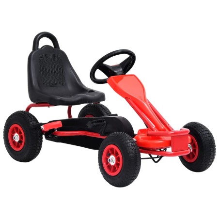 vidaXL Kart de pedales con neumáticos rojo