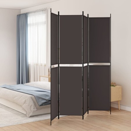 vidaXL Biombo divisor de 4 paneles de tela marrón 200x220 cm