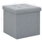 vidaXL Taburete plegable con almacenaje lino sintético gris claro vidaXL Taburete plegable con almacenaje lino sintético gris claro