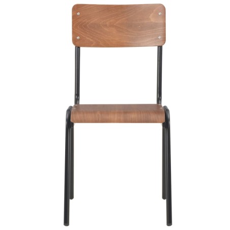 vidaXL Sillas de comedor 2 uds madera contrachapada y acero marrón
