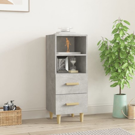 vidaXL Aparador de madera contrachapada gris hormigón 34,5x34x90 cm