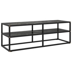 vidaXL Mueble para TV negro con vidrio de mármol negro 120x40x40 cm