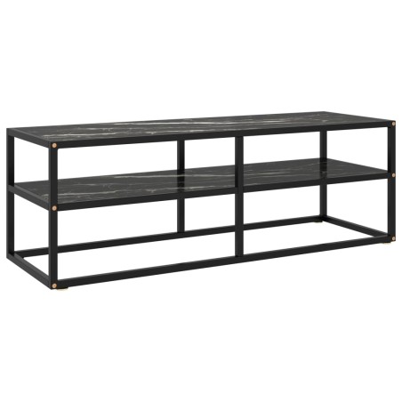 vidaXL Mueble para TV negro con vidrio de mármol negro 120x40x40 cm