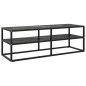 vidaXL Mueble para TV negro con vidrio de mármol negro 120x40x40 cm