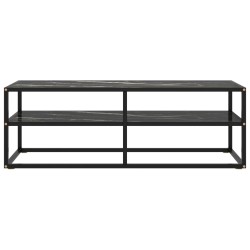 vidaXL Mueble para TV negro con vidrio de mármol negro 120x40x40 cm