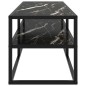 vidaXL Mueble para TV negro con vidrio de mármol negro 120x40x40 cm