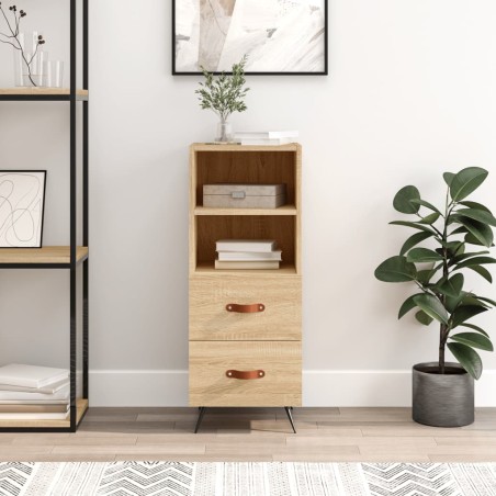 vidaXL Aparador madera contrachapada color roble Sonoma 34,5x34x90 cm