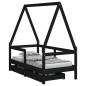 vidaXL Estructura de cama niños con cajones madera pino negro 70x140cm vidaXL Estructura de cama niños con cajones madera pino negro 70x140cm
