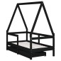 vidaXL Estructura de cama niños con cajones madera pino negro 70x140cm vidaXL Estructura de cama niños con cajones madera pino negro 70x140cm