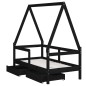 vidaXL Estructura de cama niños con cajones madera pino negro 70x140cm vidaXL Estructura de cama niños con cajones madera pino negro 70x140cm