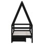 vidaXL Estructura de cama niños con cajones madera pino negro 70x140cm vidaXL Estructura de cama niños con cajones madera pino negro 70x140cm