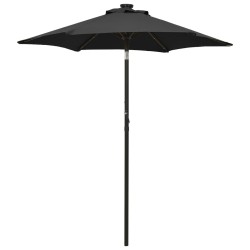 vidaXL Sombrilla con luces LED aluminio negra 200x211 cm