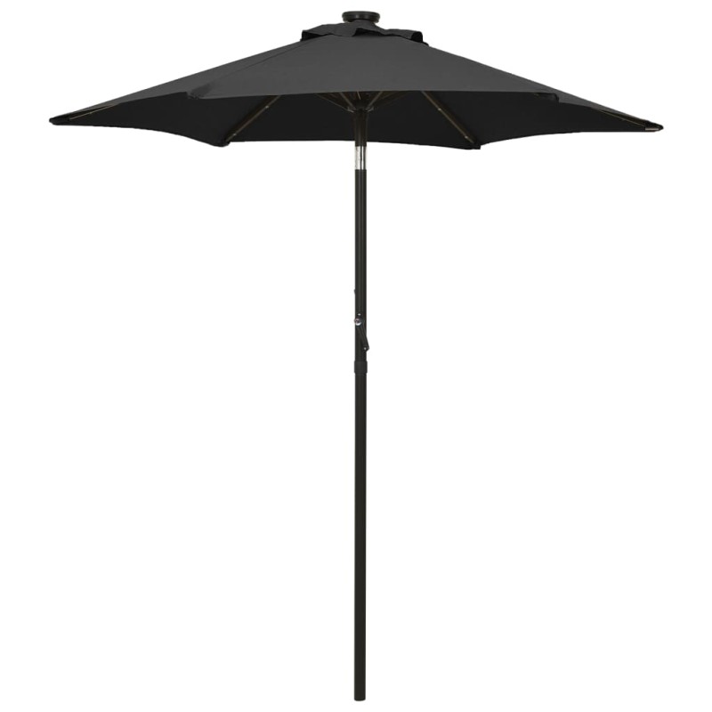 vidaXL Sombrilla con luces LED aluminio negra 200x211 cm vidaXL Sombrilla con luces LED aluminio negra 200x211 cm