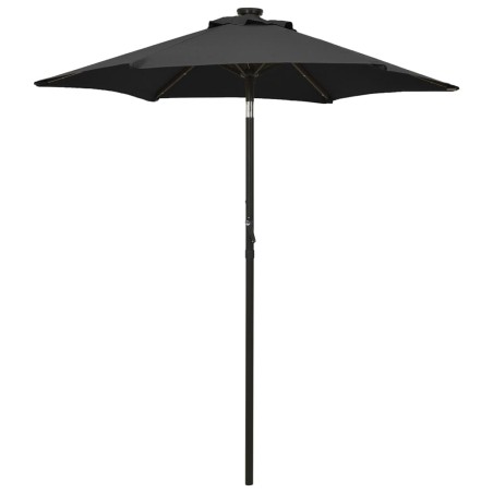 vidaXL Sombrilla con luces LED aluminio negra 200x211 cm