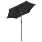 vidaXL Sombrilla con luces LED aluminio negra 200x211 cm vidaXL Sombrilla con luces LED aluminio negra 200x211 cm