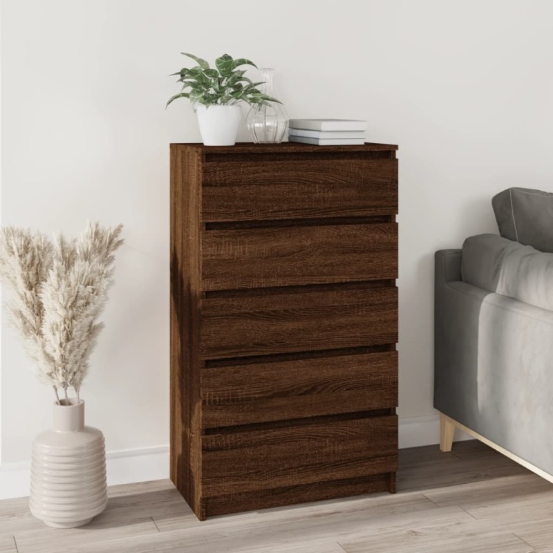 vidaXL Cómoda de madera contrachapada roble marrón 60x36x103 cm vidaXL Cómoda de madera contrachapada roble marrón 60x36x103 cm