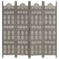 vidaXL Biombo 4 paneles tallado a mano madera mango gris 160x165 cm vidaXL Biombo 4 paneles tallado a mano madera mango gris 160x165 cm