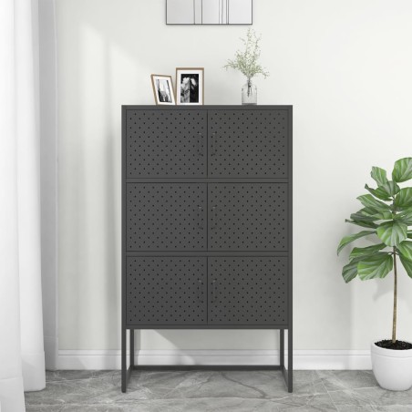 vidaXL Aparador de acero antracita 80x35x135 cm