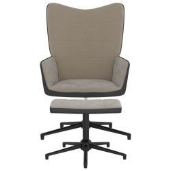 vidaXL Silla de relajación con reposapiés terciopelo y PVC gris claro