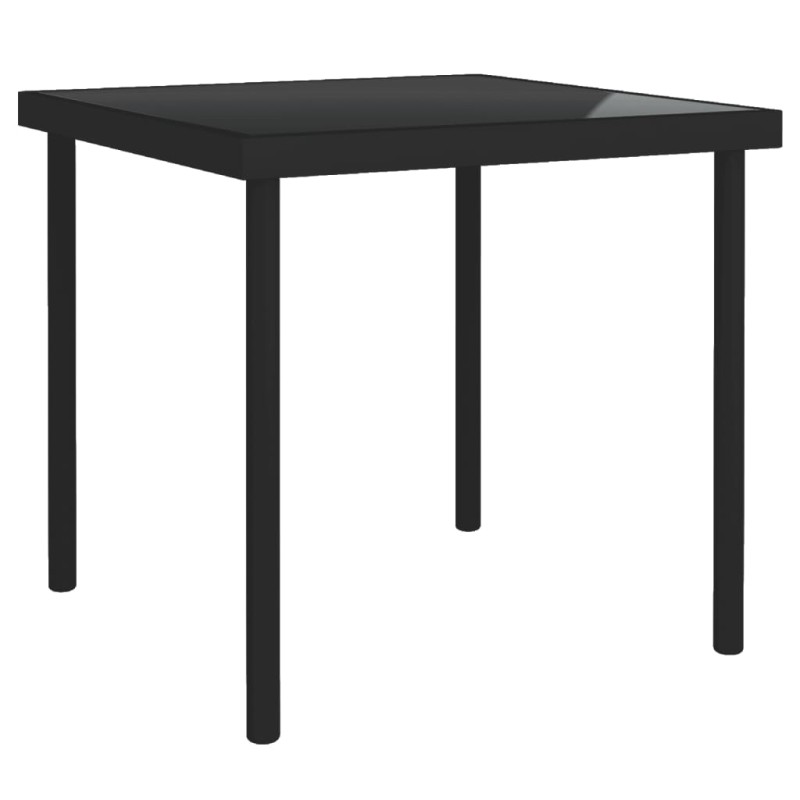 vidaXL Mesa de comedor de jardín vidrio y acero negro 80x80x72 cm vidaXL Mesa de comedor de jardín vidrio y acero negro 80x80x72 cm