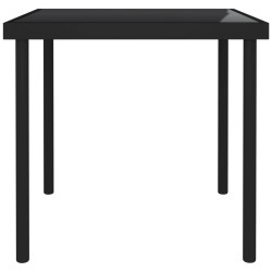 vidaXL Mesa de comedor de jardín vidrio y acero negro 80x80x72 cm