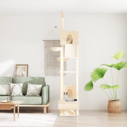 vidaXL Árbol rascador para gatos de suelo a techo crema 277-303 cm