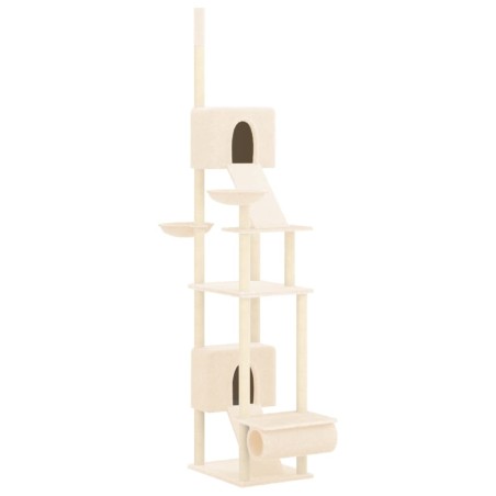 vidaXL Árbol rascador para gatos de suelo a techo crema 277-303 cm