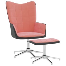 vidaXL Silla de relajación con reposapiés terciopelo y PVC rosa