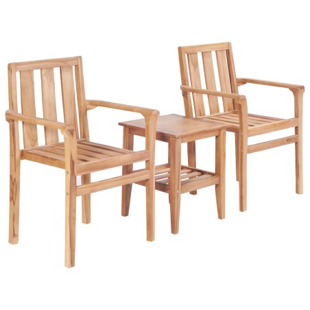 vidaXL Juego de mesa y sillas de jardín 3 piezas madera de teca maciza