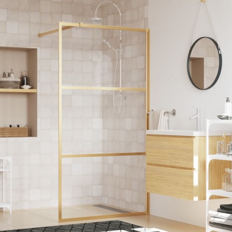 vidaXL Mampara puerta ducha vidrio transparente ESG dorado 115x195 cm