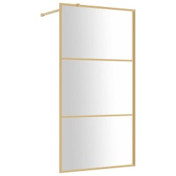 vidaXL Mampara puerta ducha vidrio transparente ESG dorado 115x195 cm