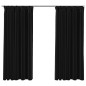vidaXL Cortinas opacas ganchos look de lino 2 pzas antracita 140x175cm vidaXL Cortinas opacas ganchos look de lino 2 pzas antracita 140x175cm