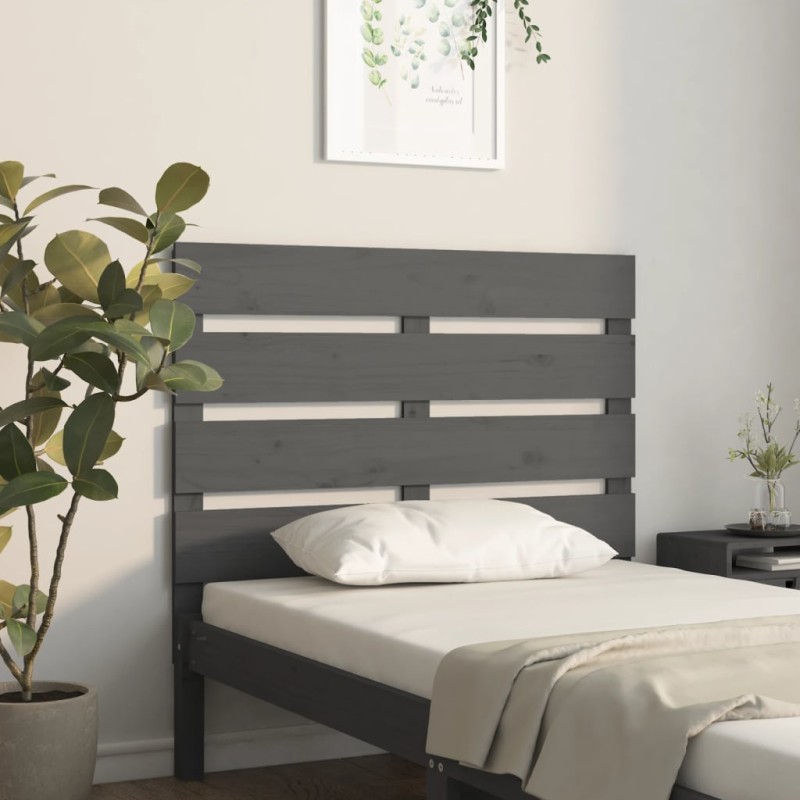 vidaXL Cabecero de cama madera maciza de pino gris 100x3x80 cm vidaXL Cabecero de cama madera maciza de pino gris 100x3x80 cm