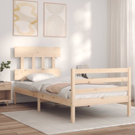 vidaXL Estructura de cama individual con cabecero madera maciza