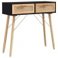 vidaXL Mesa consola madera pino maciza ratán natural negro 80x30x75 cm vidaXL Mesa consola madera pino maciza ratán natural negro 80x30x75 cm