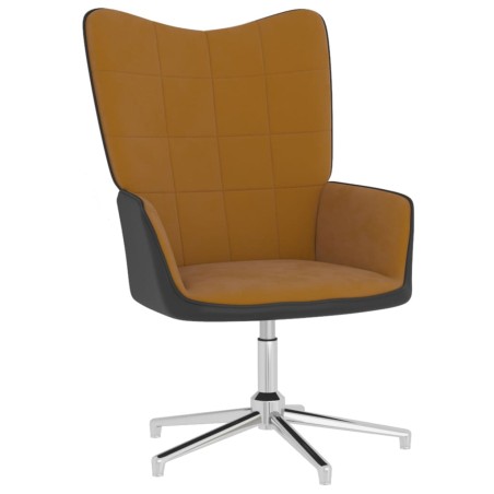 vidaXL Silla de relajación de terciopelo marrón y PVC