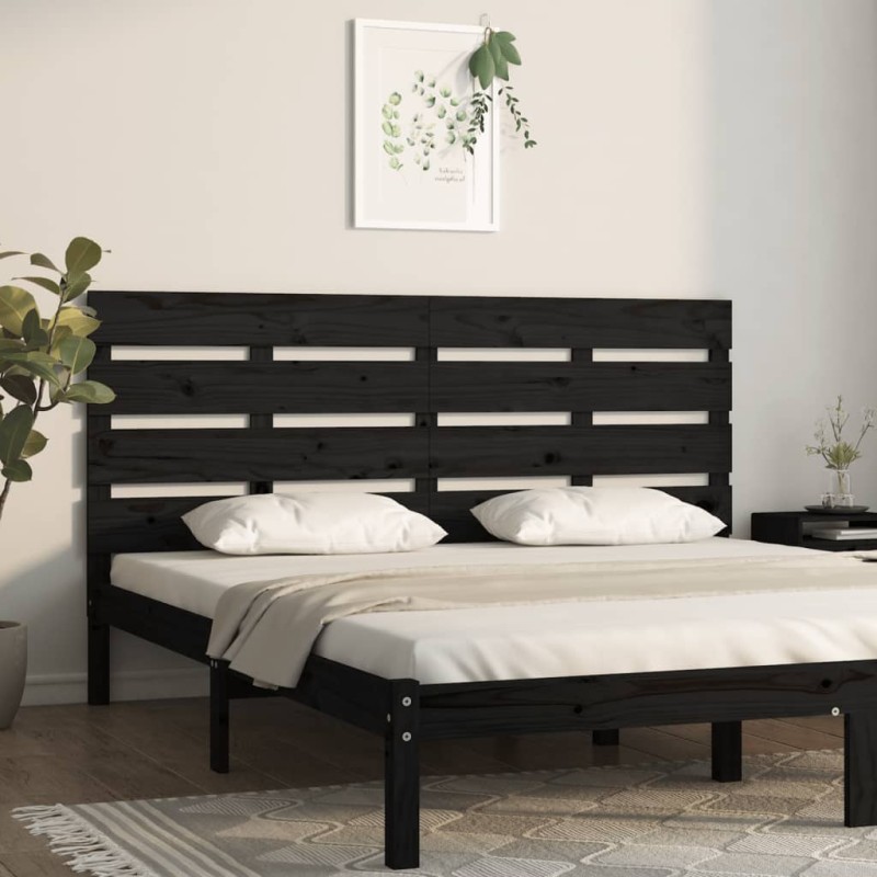 vidaXL Cabecero de cama madera maciza de pino negro 135x3x80 cm vidaXL Cabecero de cama madera maciza de pino negro 135x3x80 cm