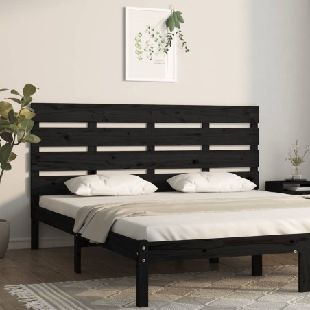 vidaXL Cabecero de cama madera maciza de pino negro 135x3x80 cm