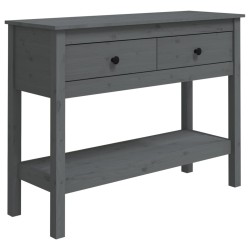 vidaXL Mesa consola de madera maciza de pino gris 100x35x75 cm